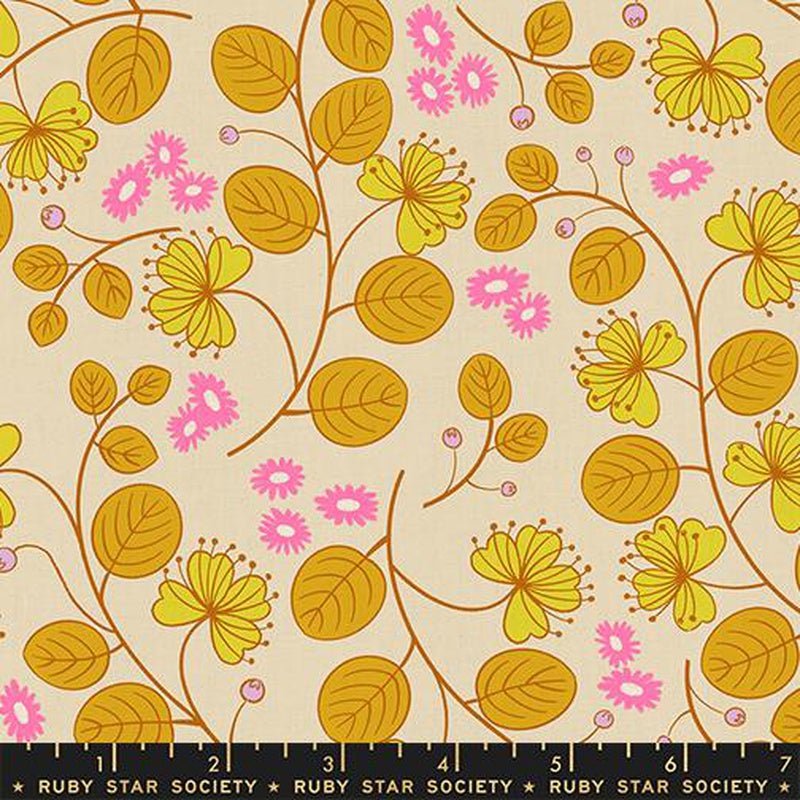 Lofi Linen - Caper Floral - Parchment - Amy Kallissa