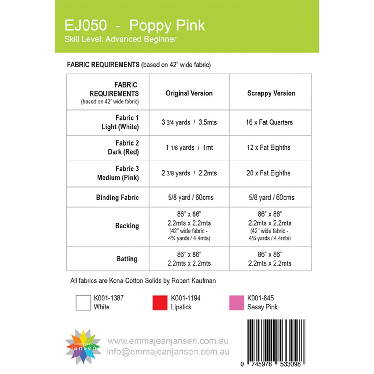 Poppy Pink Quilt Pattern