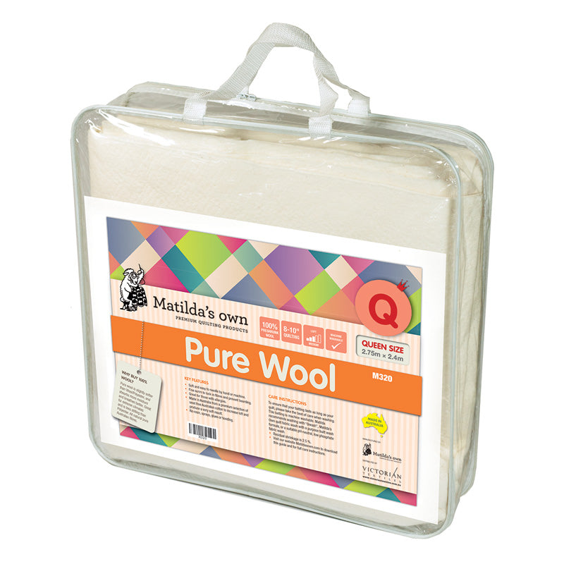 100% Wool Batting Pre-cut Queen Size