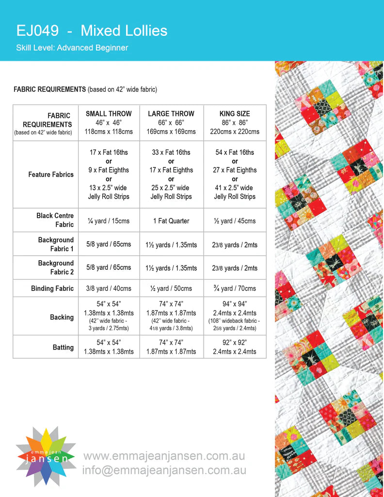 Mixed Lollies Quilt Pattern