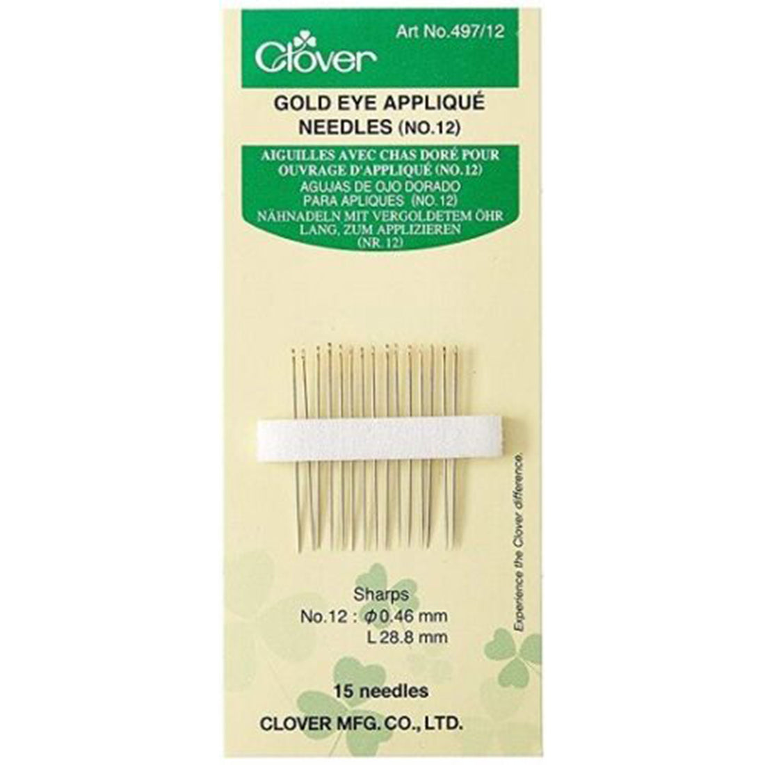 Clover Gold Eye Appliqué Needles - Size 12