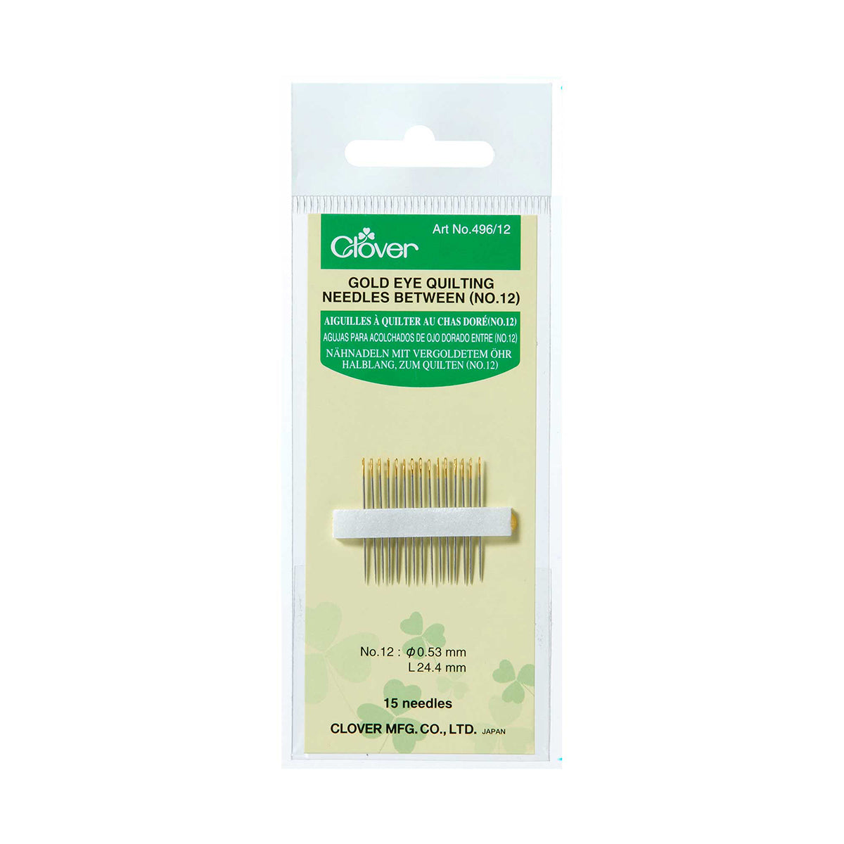 Clover Gold Eye Quilting Needles - Size 9