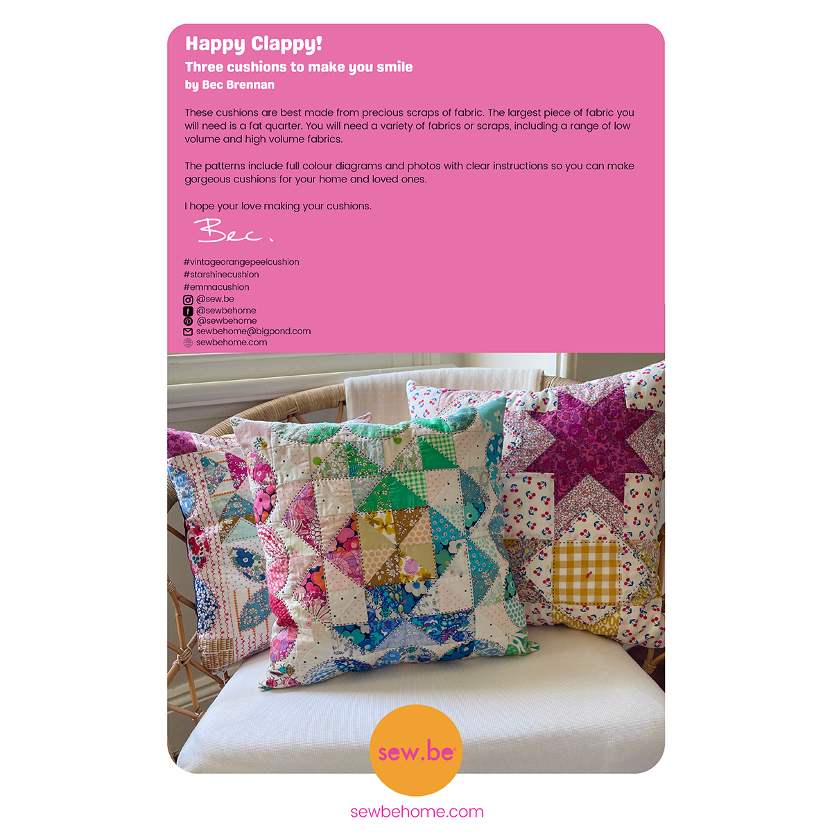 Happy Clappy Cushions Pattern - Amy Kallissa