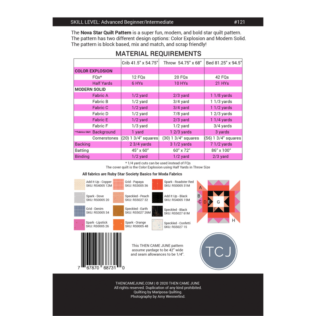 Nova Star Quilt Pattern