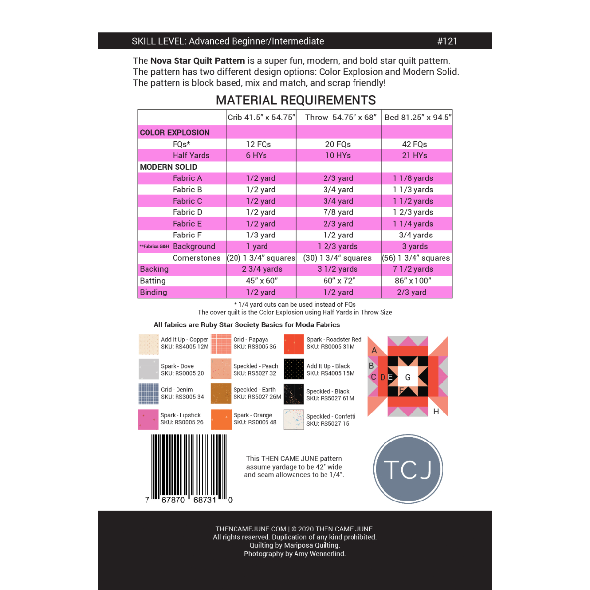 Nova Star Quilt Pattern