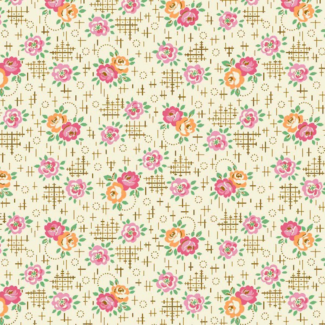 Aunt Grace Calicos - Roses - Pink