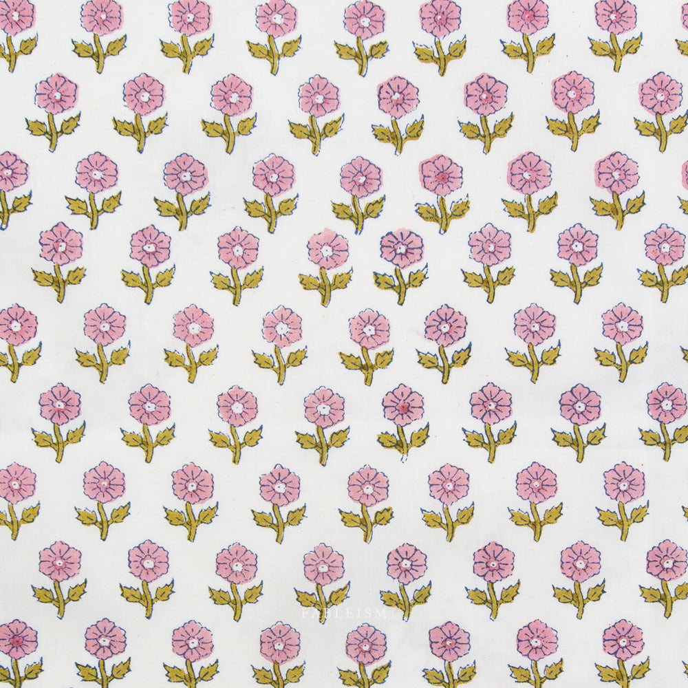 Indian Block Prints - Cottage - Flowerling in Pink