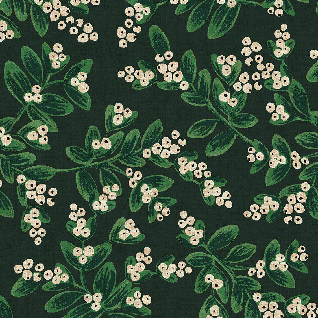 Holiday Classics - Mistletoe - Evergreen Unbleached Canvas