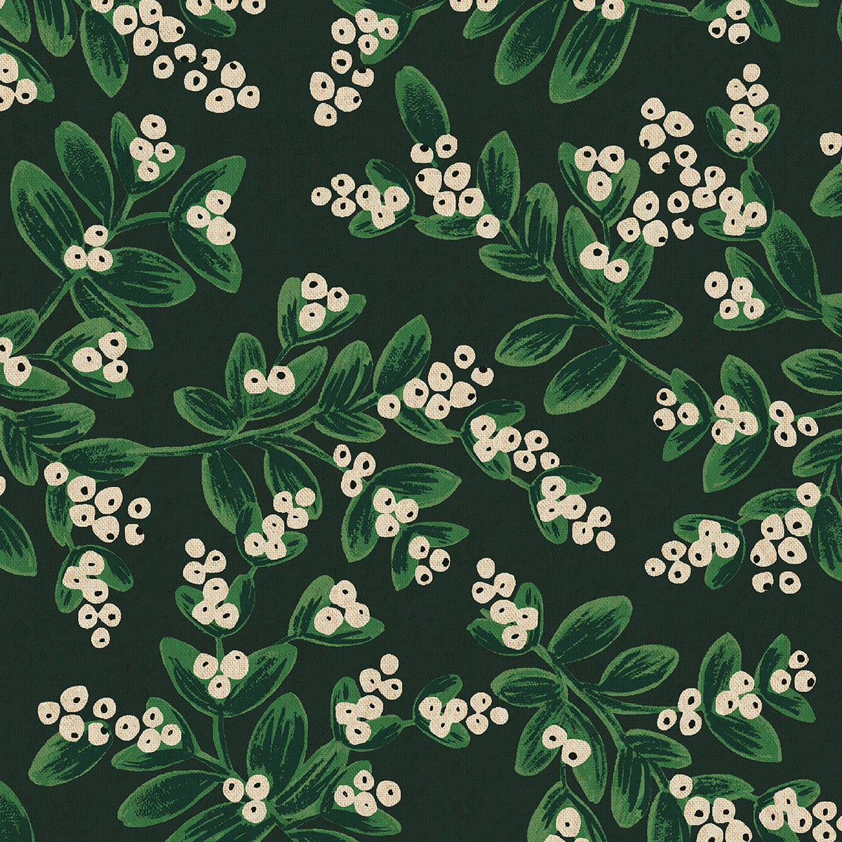 Holiday Classics - Mistletoe - Evergreen Unbleached Canvas
